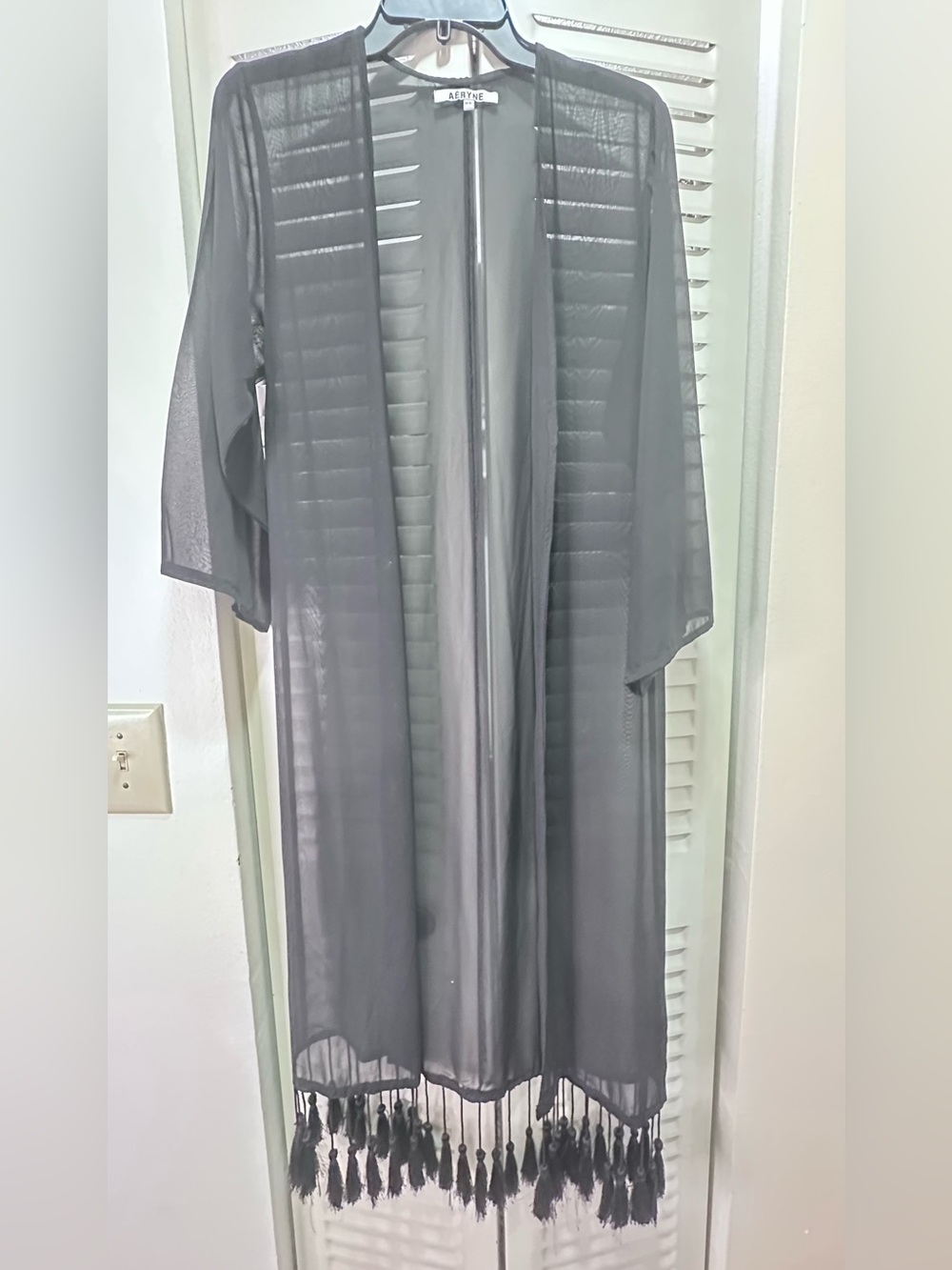 Sheer Gray Fringe Men's Kimono Jacket